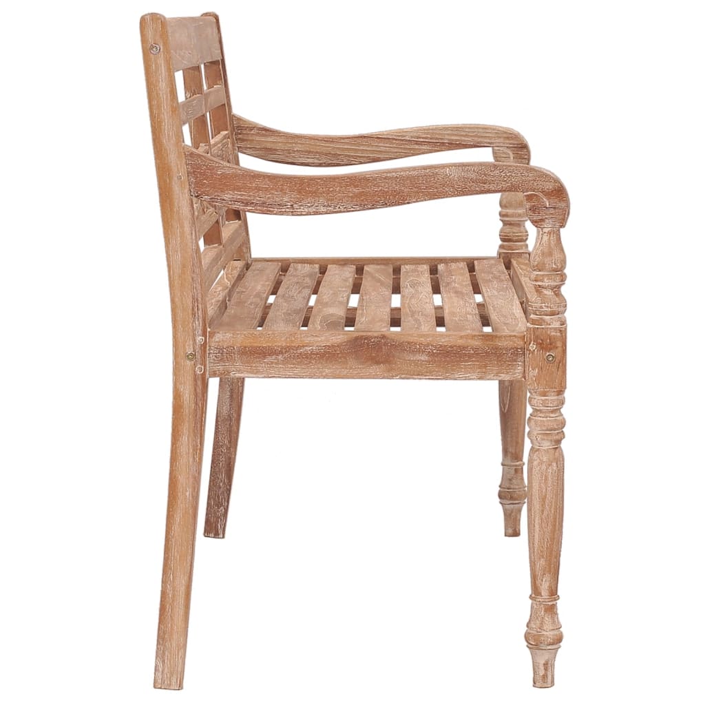 Batavia-bænk 120 cm massivt teaktræ hvidtet finish