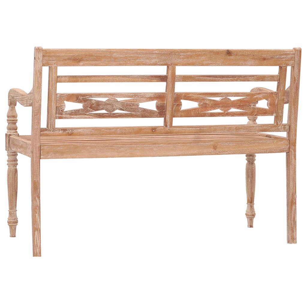 Batavia-bænk 120 cm massivt teaktræ hvidtet finish