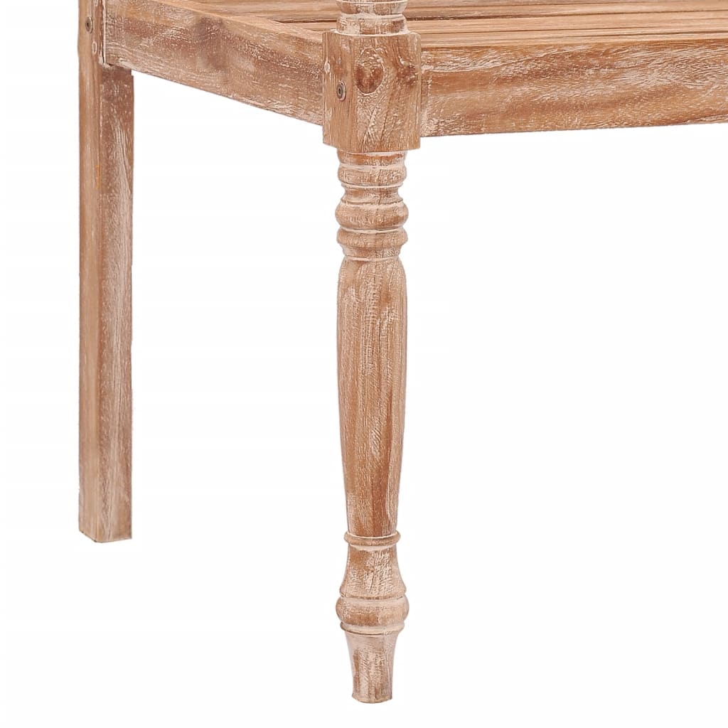 Batavia-bænk 120 cm massivt teaktræ hvidtet finish