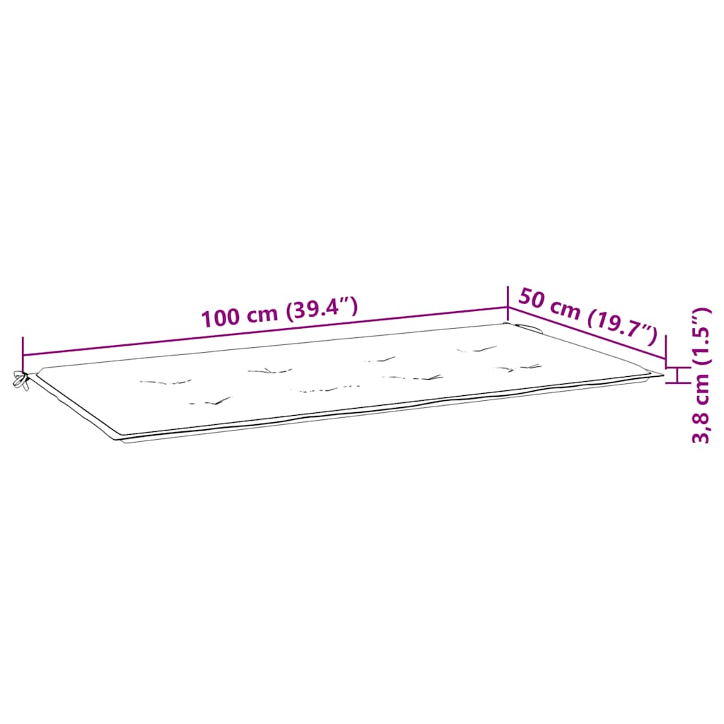 havebænk med grå hynde 112 cm massivt teaktræ