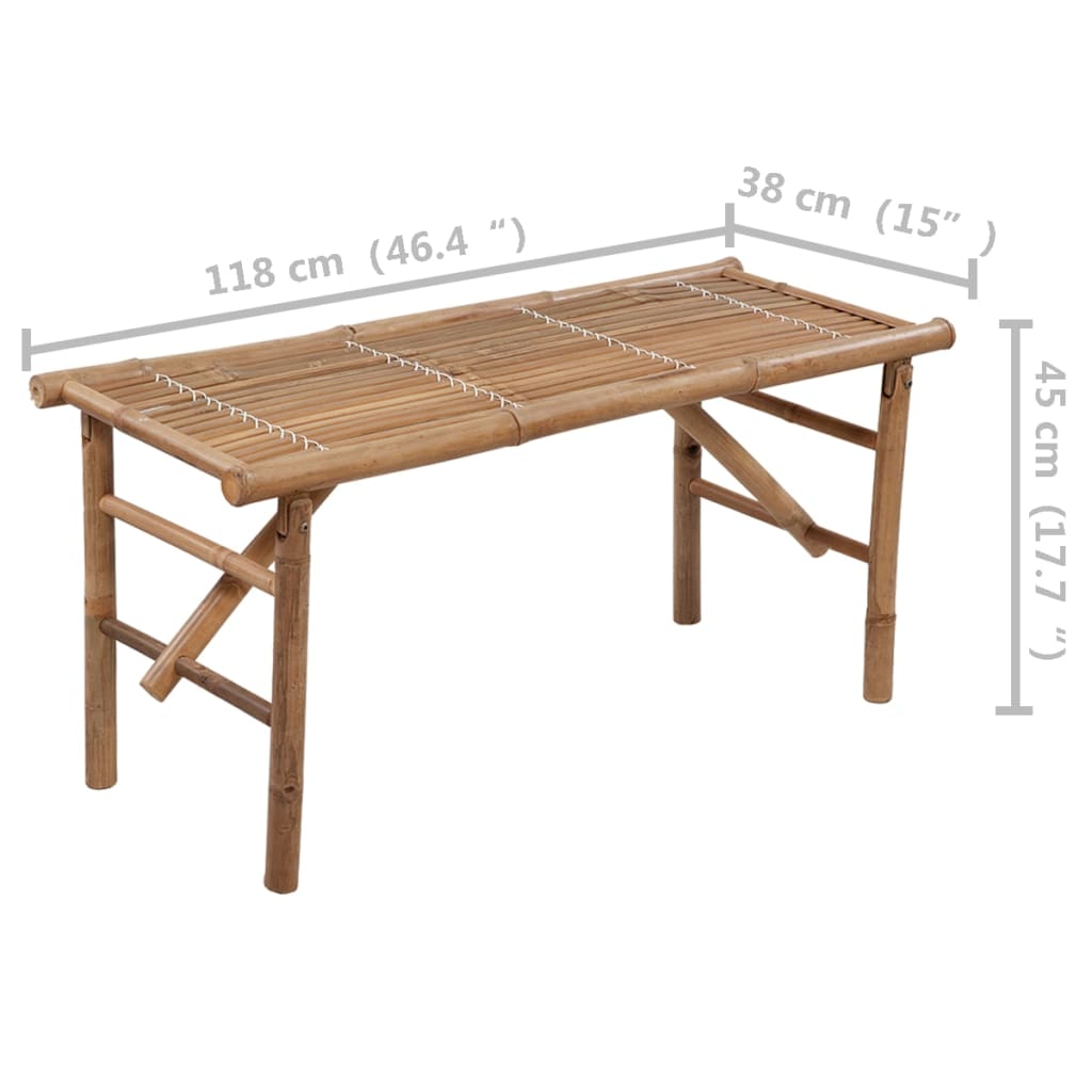 foldbar havebænk med hynde 118 cm bambus
