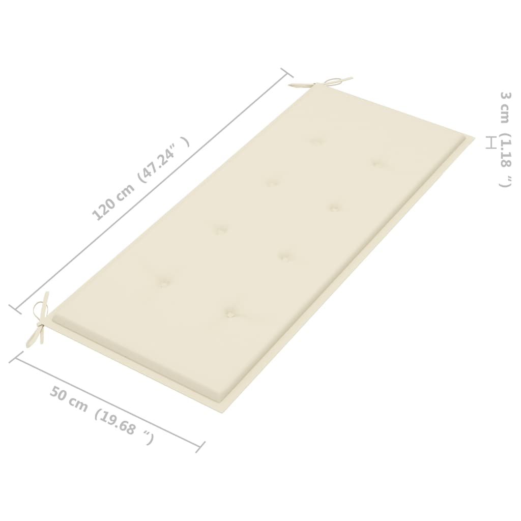 foldbar havebænk med hynde 118 cm bambus