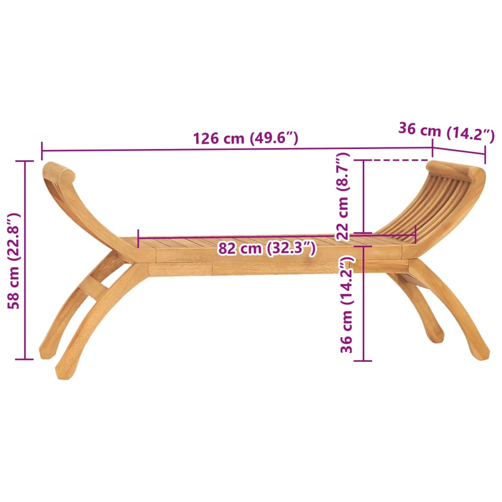 havebænk 126 cm massivt teaktræ