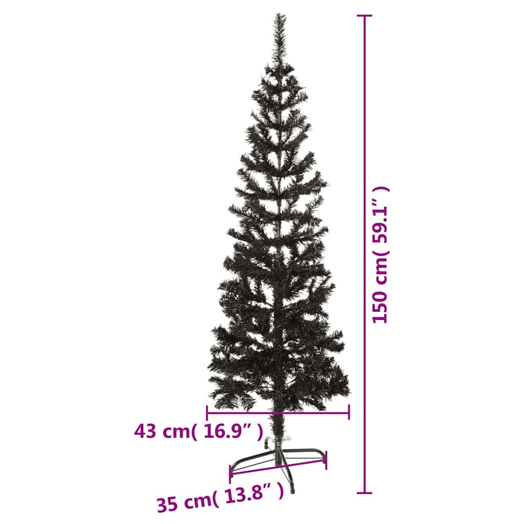 schmaler Weihnachtsbaum 150 cm schwarz