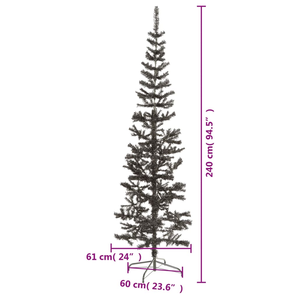schmaler Weihnachtsbaum 240 cm schwarz