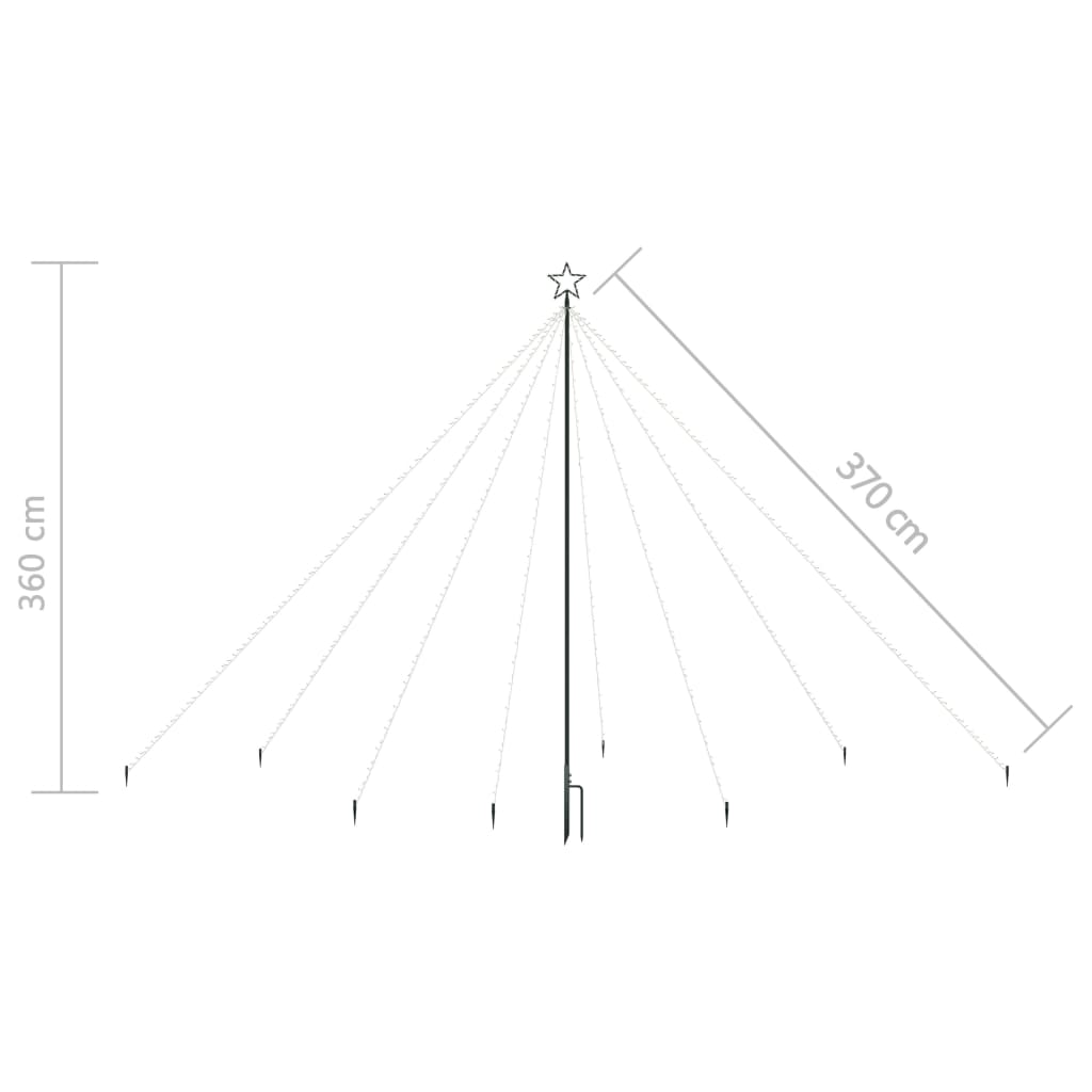 LED-juletræ 576 LED'er 3,6 m inde/ude blåt lys