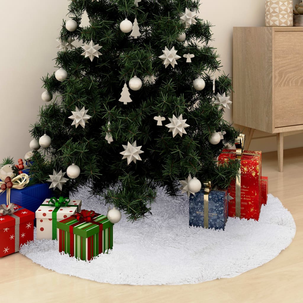 Bezug für Weihnachtsbaumsockel 90 cm Kunstfell weiß