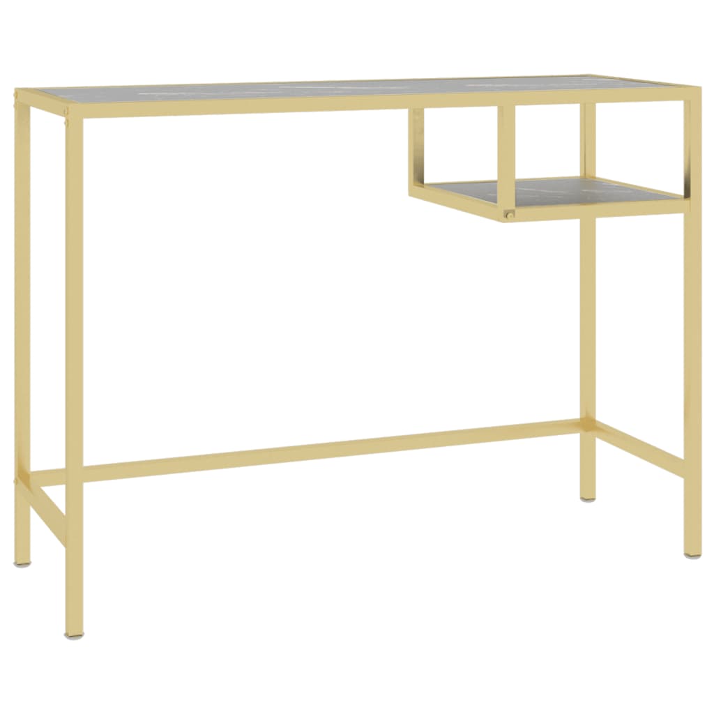 computerbord 100x36x74 cm hærdet glas sort marmor