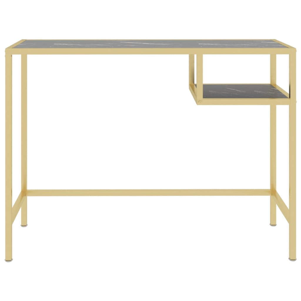 computerbord 100x36x74 cm hærdet glas sort marmor