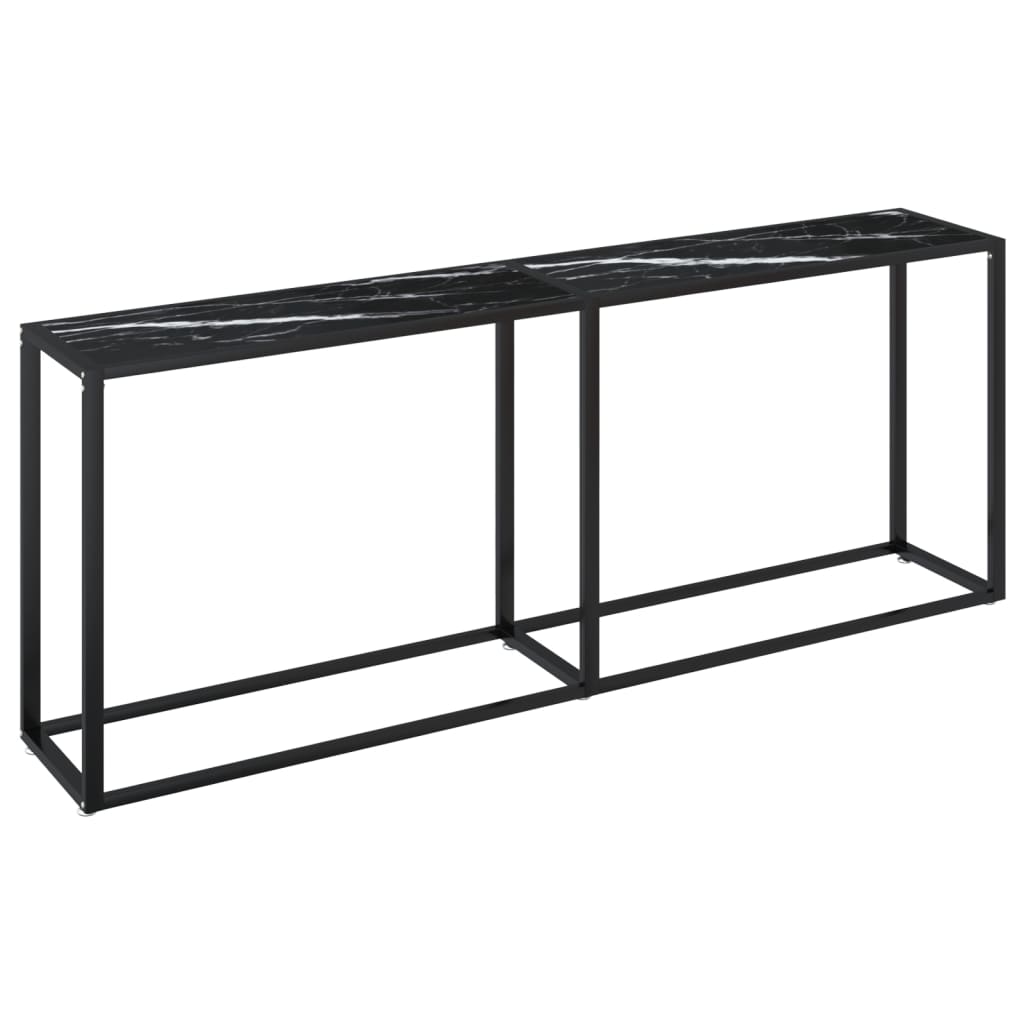 konsolbord 200x35x75,5 cm hærdet glas sort marmor