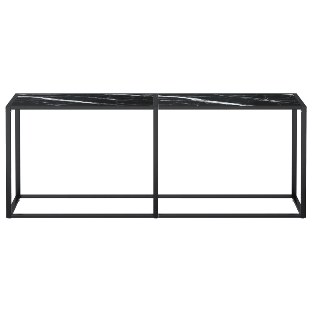 konsolbord 200x35x75,5 cm hærdet glas sort marmor