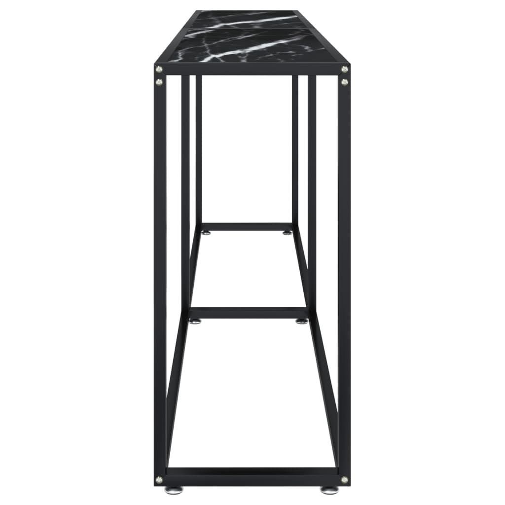 konsolbord 200x35x75,5 cm hærdet glas sort marmor