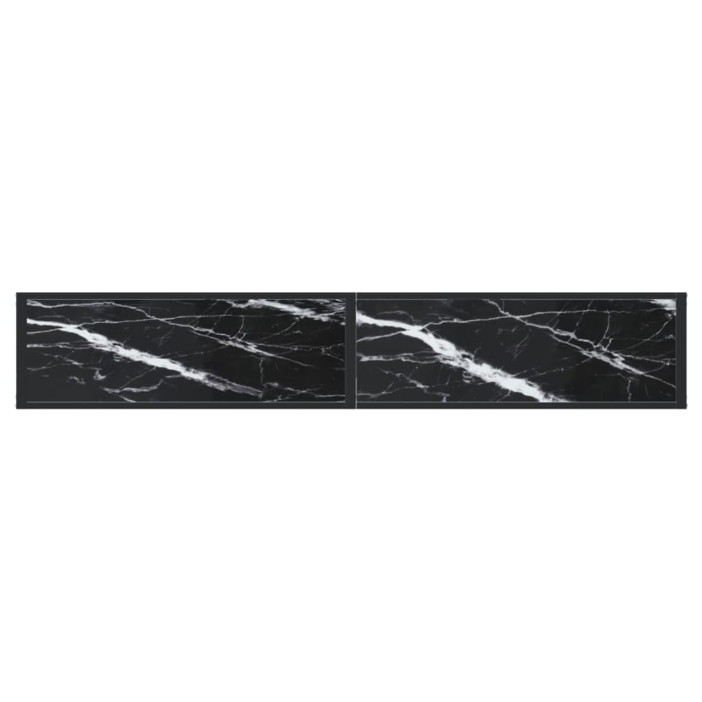 konsolbord 200x35x75,5 cm hærdet glas sort marmor