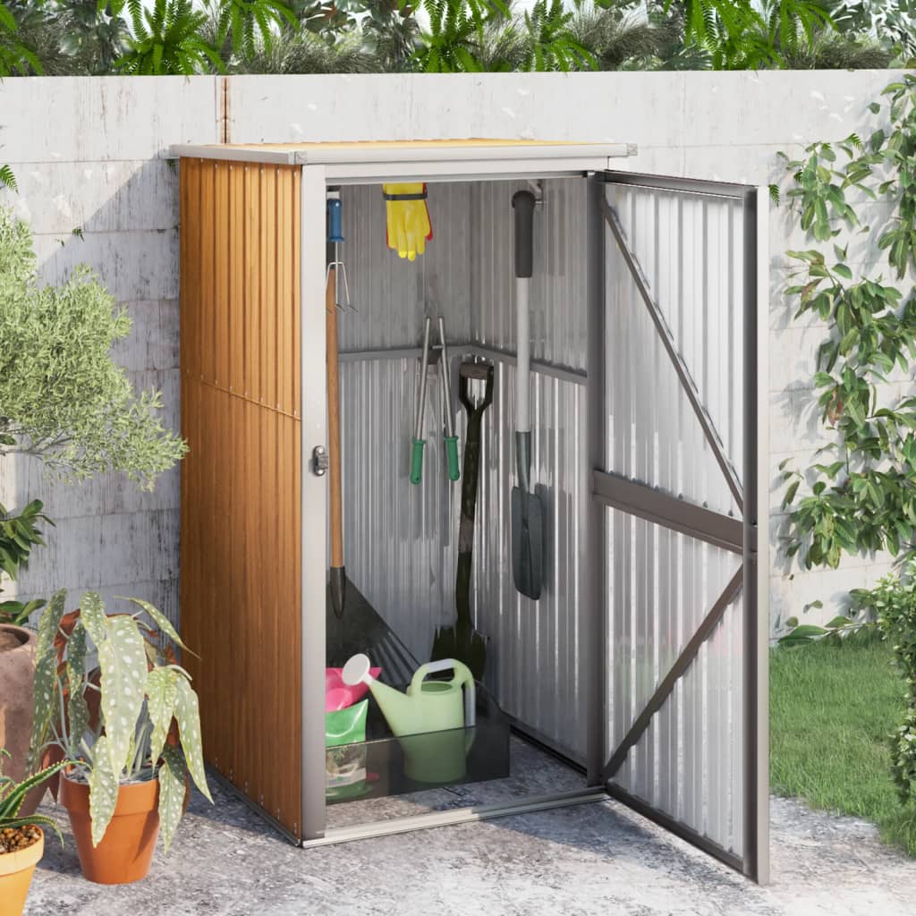 redskabsskur til haven 88x89x161 cm galvaniseret stål brun
