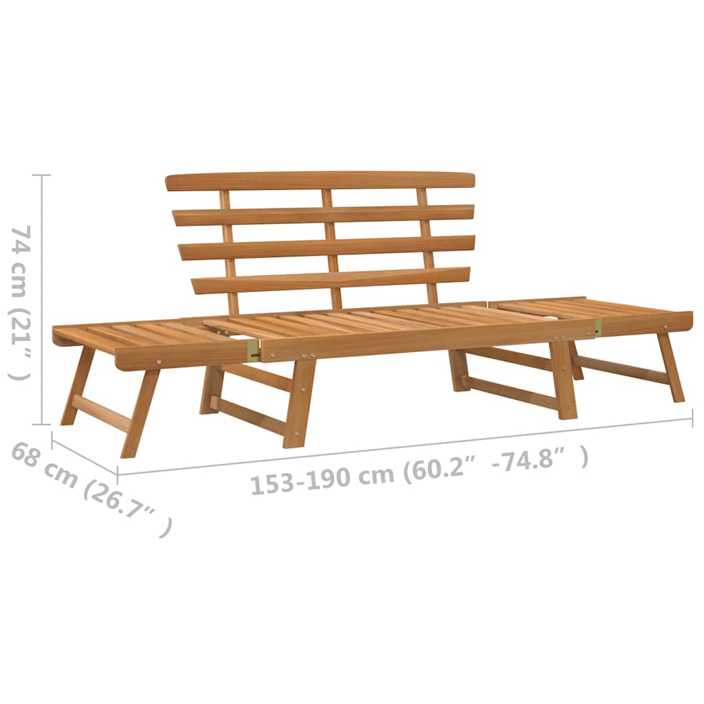 havebænk 2-i-1 190 cm massivt akacietræ