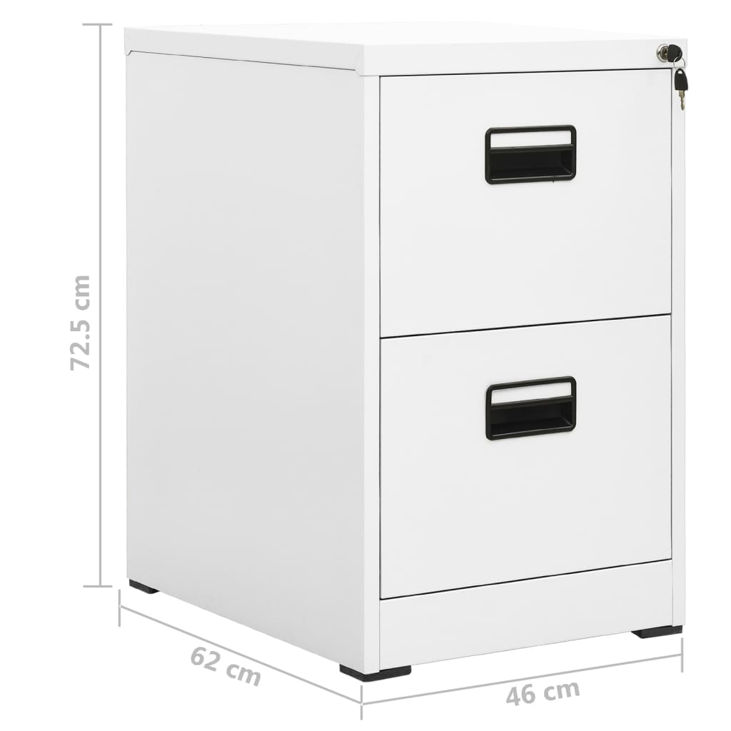 arkivskab 46x62x72,5 cm stål hvid