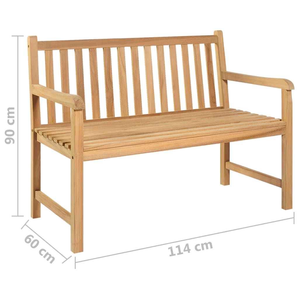 havebænk 114 cm massivt teaktræ