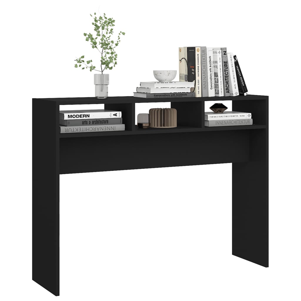 konsolbord 105x30x80 cm konstrueret træ sort