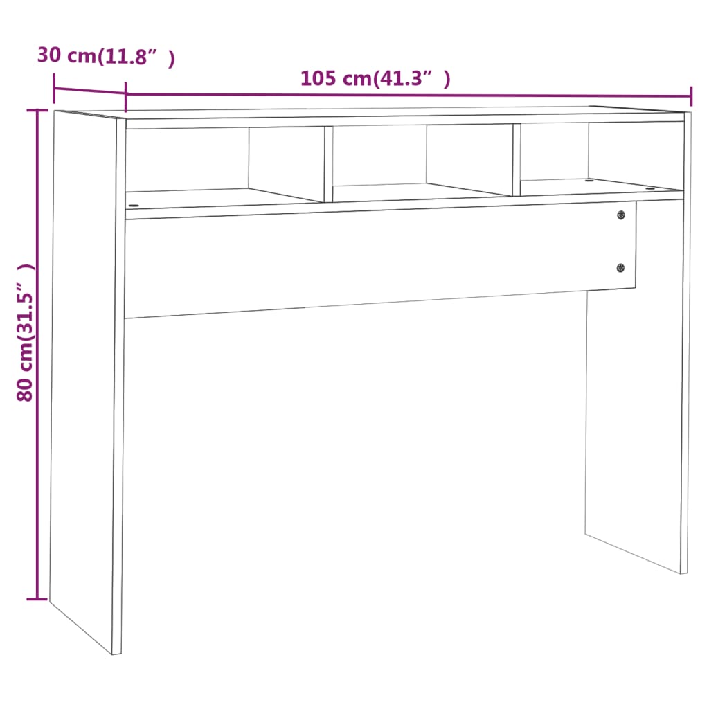 konsolbord 105x30x80 cm konstrueret træ sort