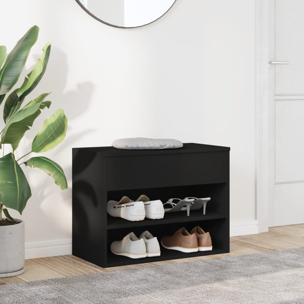 skobænk 60x30x45 cm konstrueret træ sort