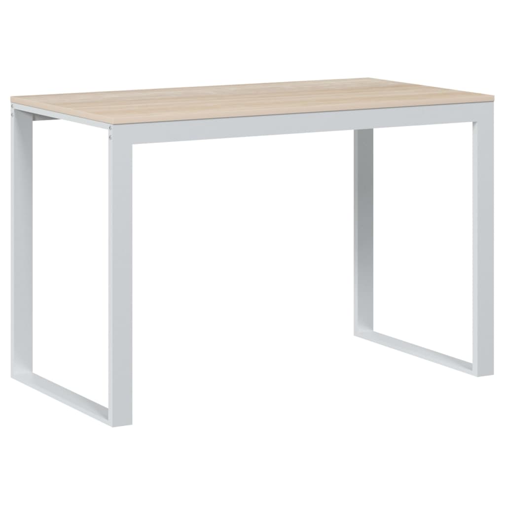 computerbord 110x60x73 cm spånplade hvid og egetræsfarvet
