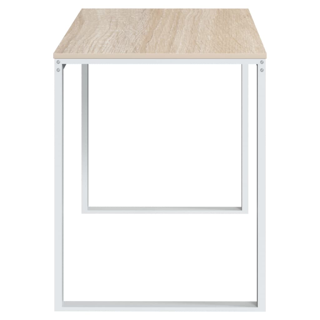 computerbord 110x60x73 cm spånplade hvid og egetræsfarvet