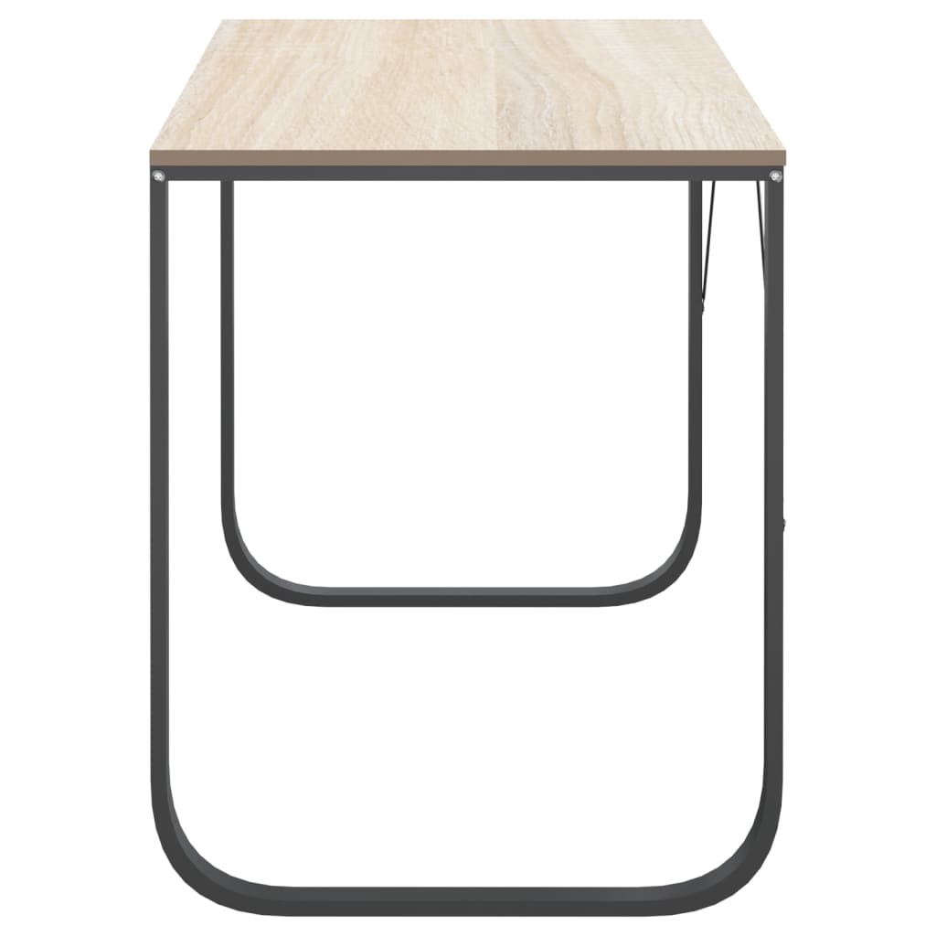computerbord 110x60x73 cm spånplade sort og egetræ