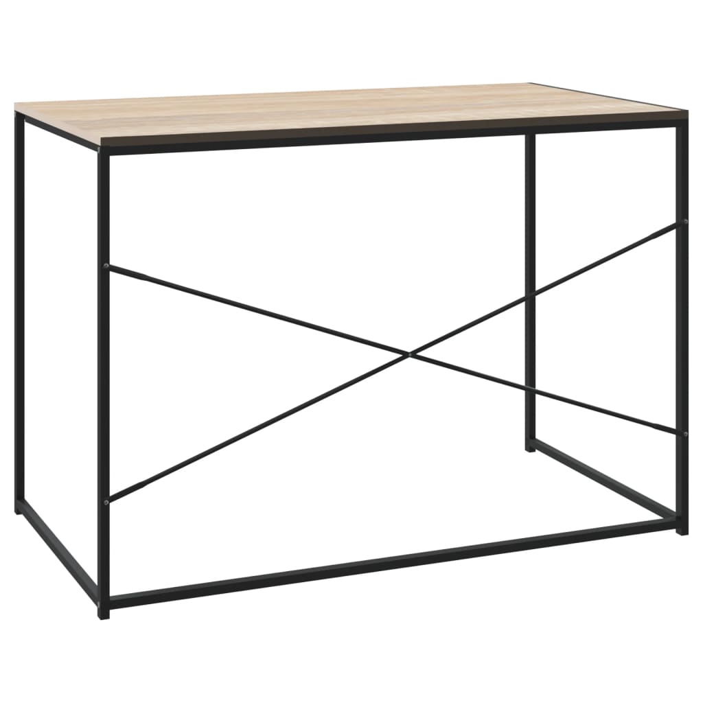 computerbord 110x60x70 cm konstrueret træ sort og egetræsfarvet