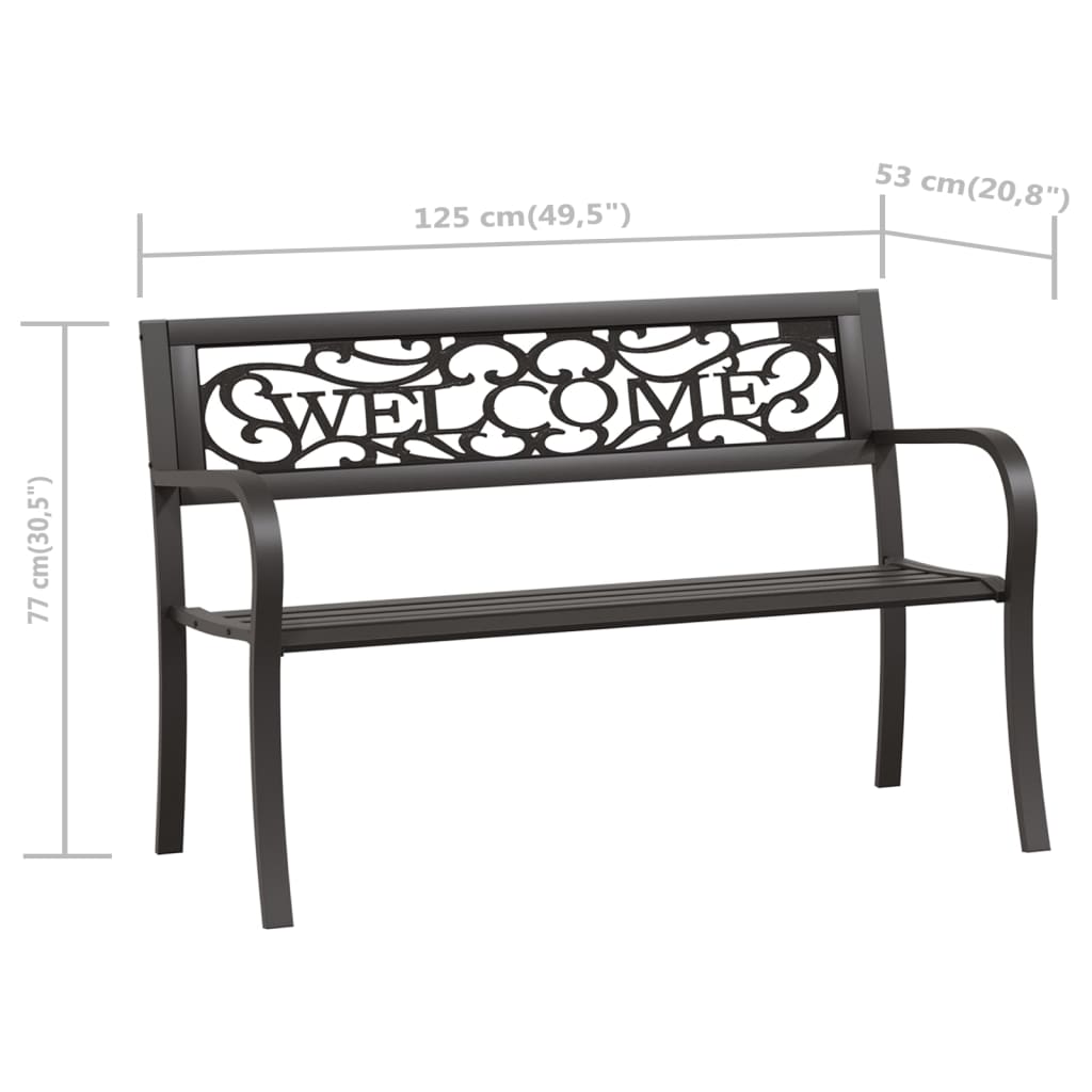 havebænk 125 cm stål sort