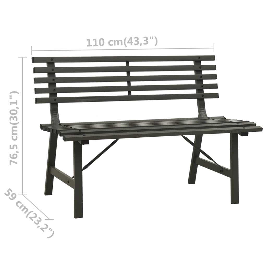 havebænk 110 cm stål sort
