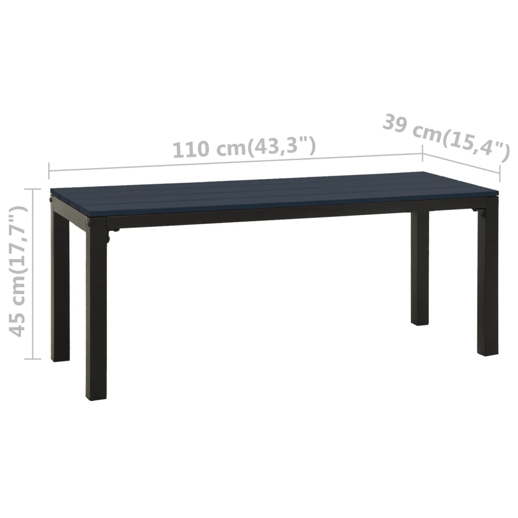 havebænk 110 cm stål og WPC sort
