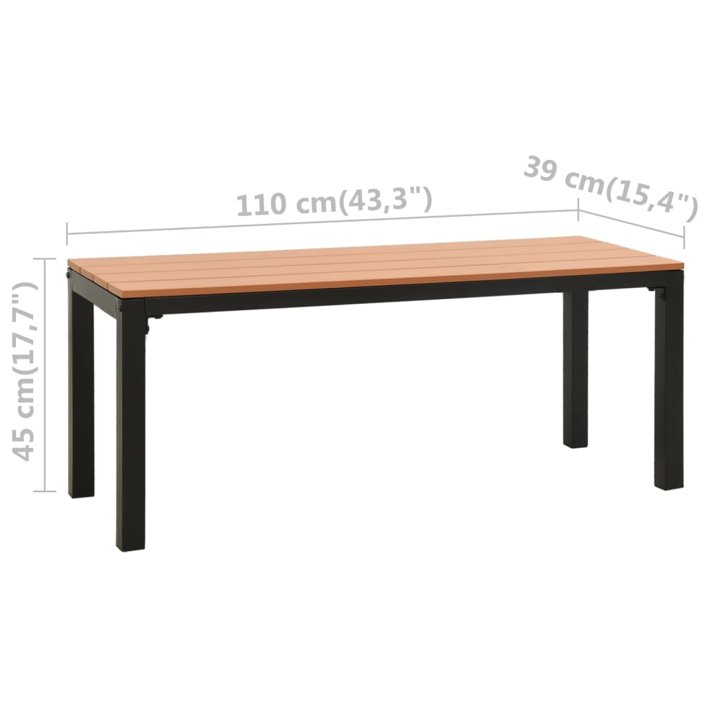 havebænk 110 cm stål og WPC brun og sort