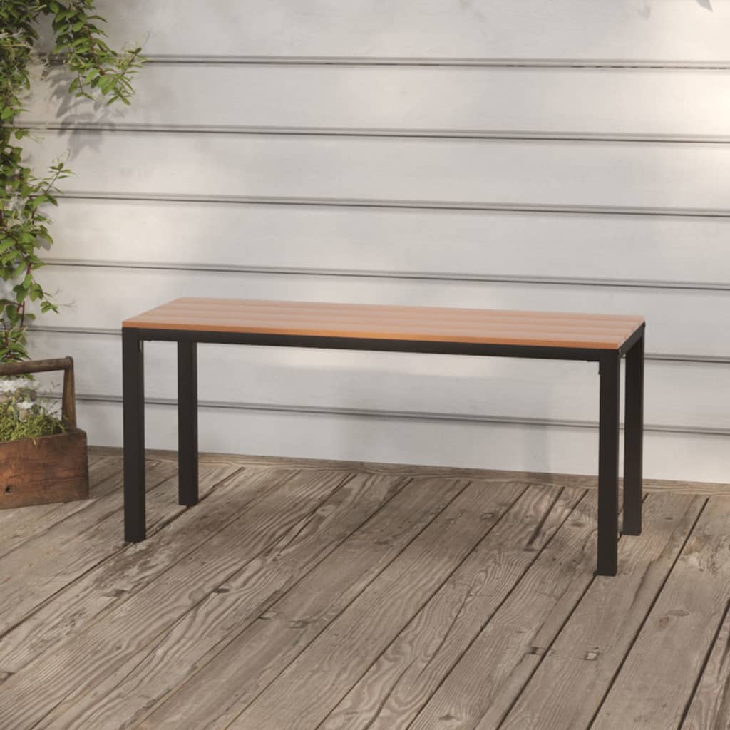 havebænk 110 cm stål og WPC brun og sort