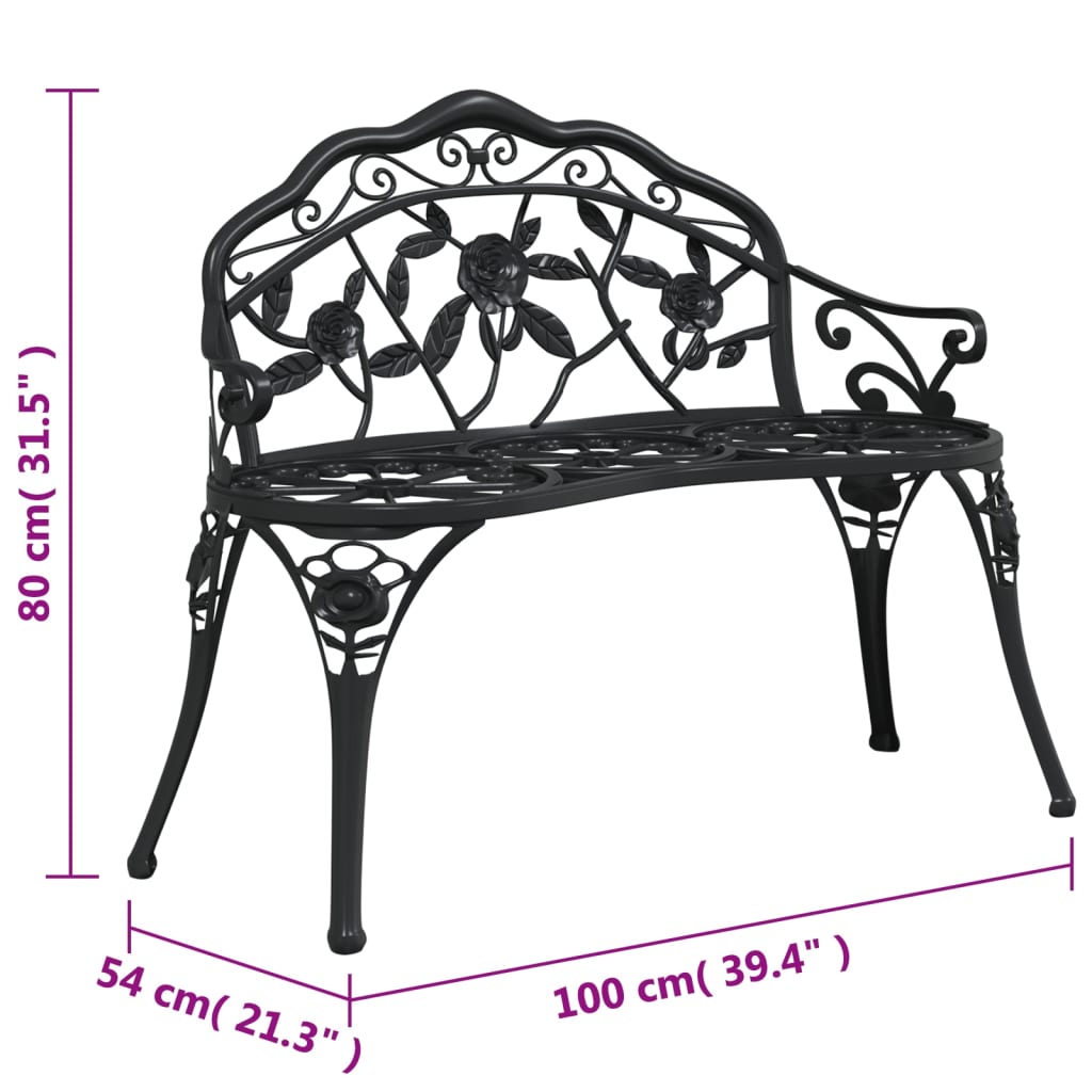 havebænk 100 cm støbt aluminium sort