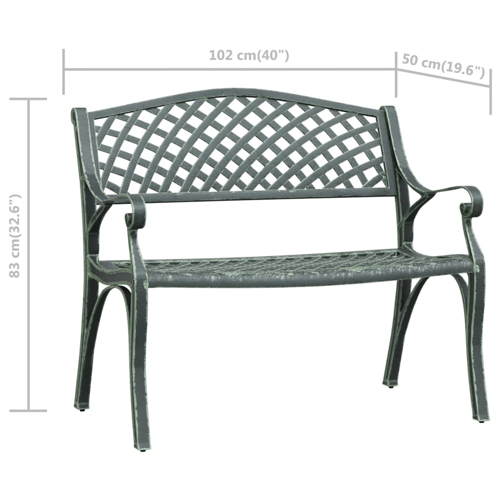 havebænk 102 cm støbt aluminium grøn