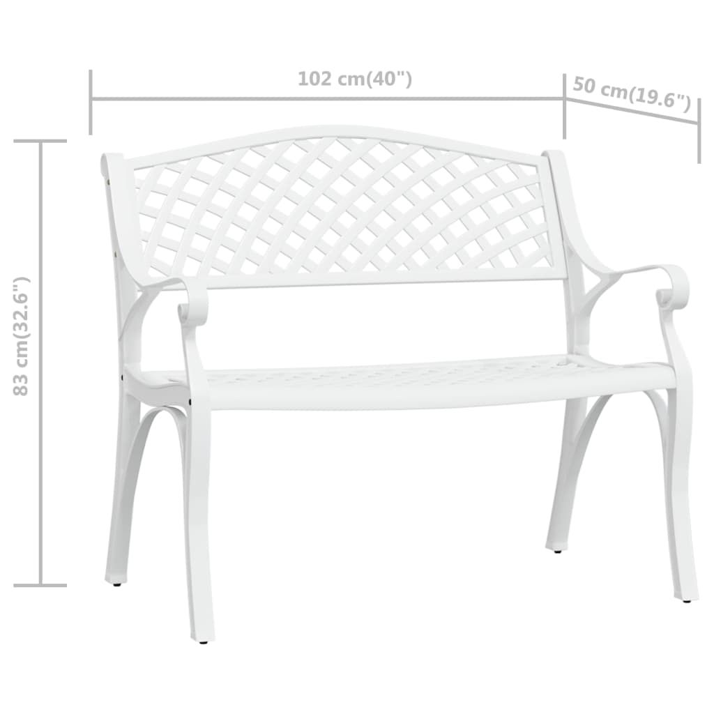 havebænk 102 cm støbt aluminium hvid