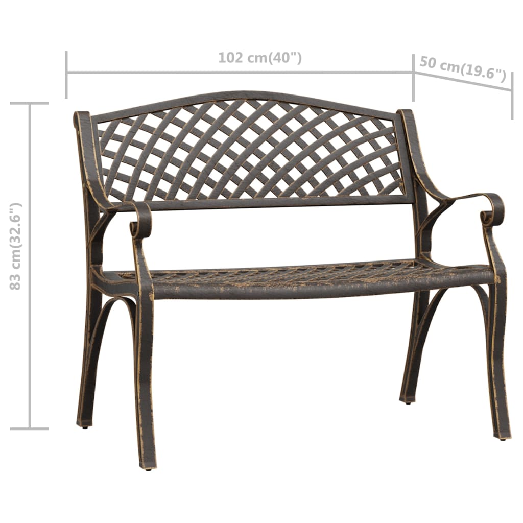 havebænk 102 cm støbt aluminium bronzefarvet