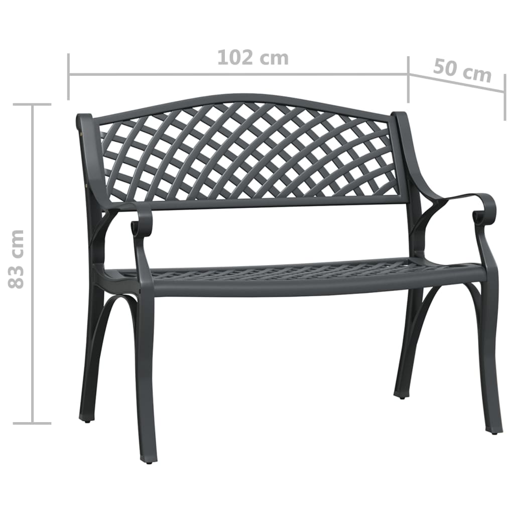 havebænk 102 cm støbt aluminium sort
