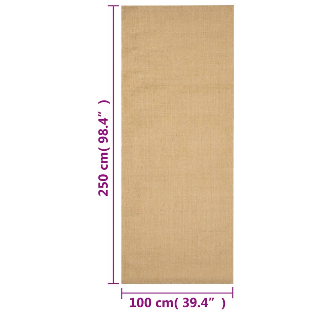 gulvtæppe 100x250 cm naturlig sisal