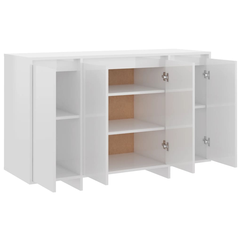 skænk 120x41x75 cm konstrueret træ hvid højglans