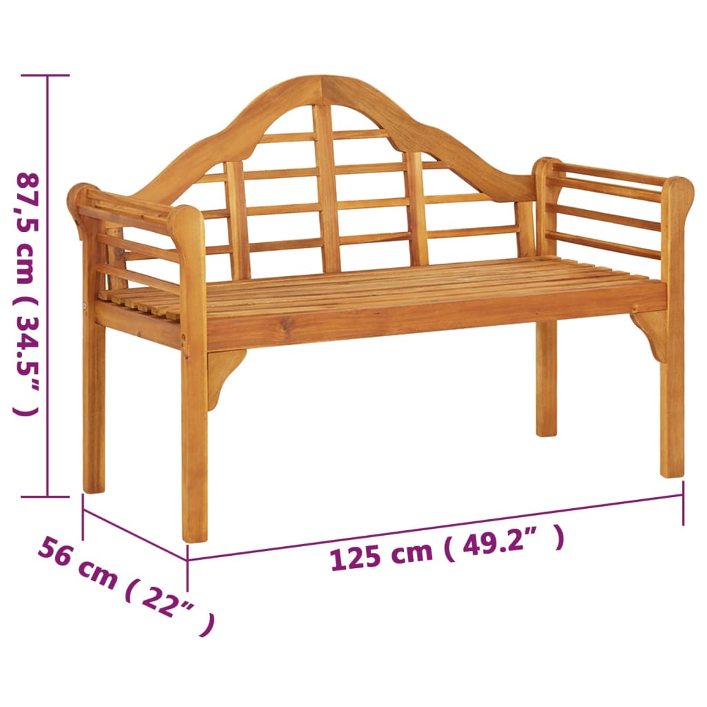 havebænk 125 cm massivt akacietræ