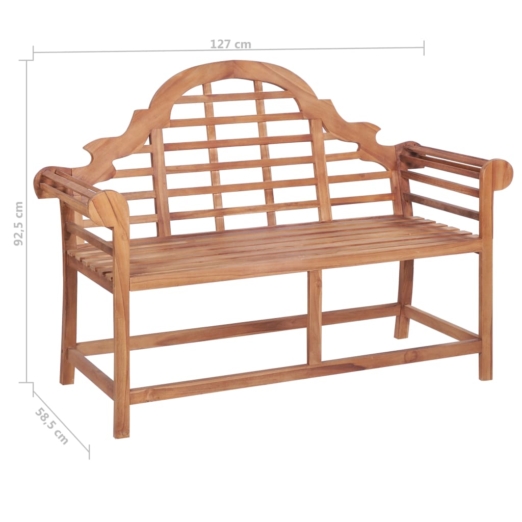 havebænk 127x58,5x92,5 cm massivt teaktræ
