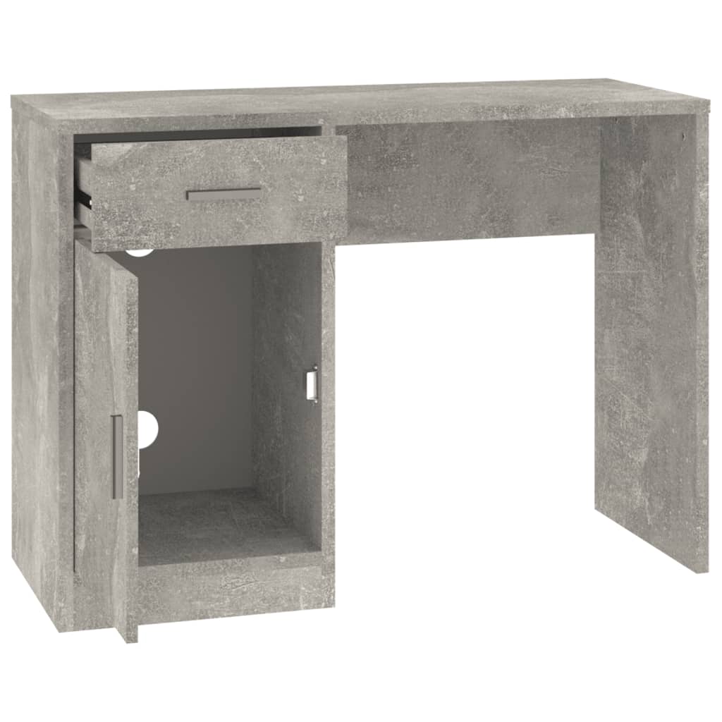 skrivebord med skuffe og skab 100x40x73 cm konstrueret træ grå