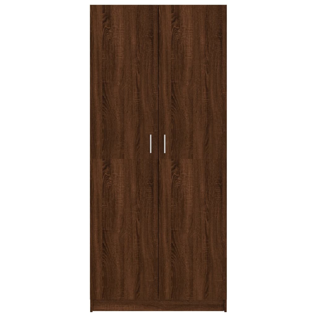 klædeskab 80x52x180 cm konstrueret træ brun egetræsfarve