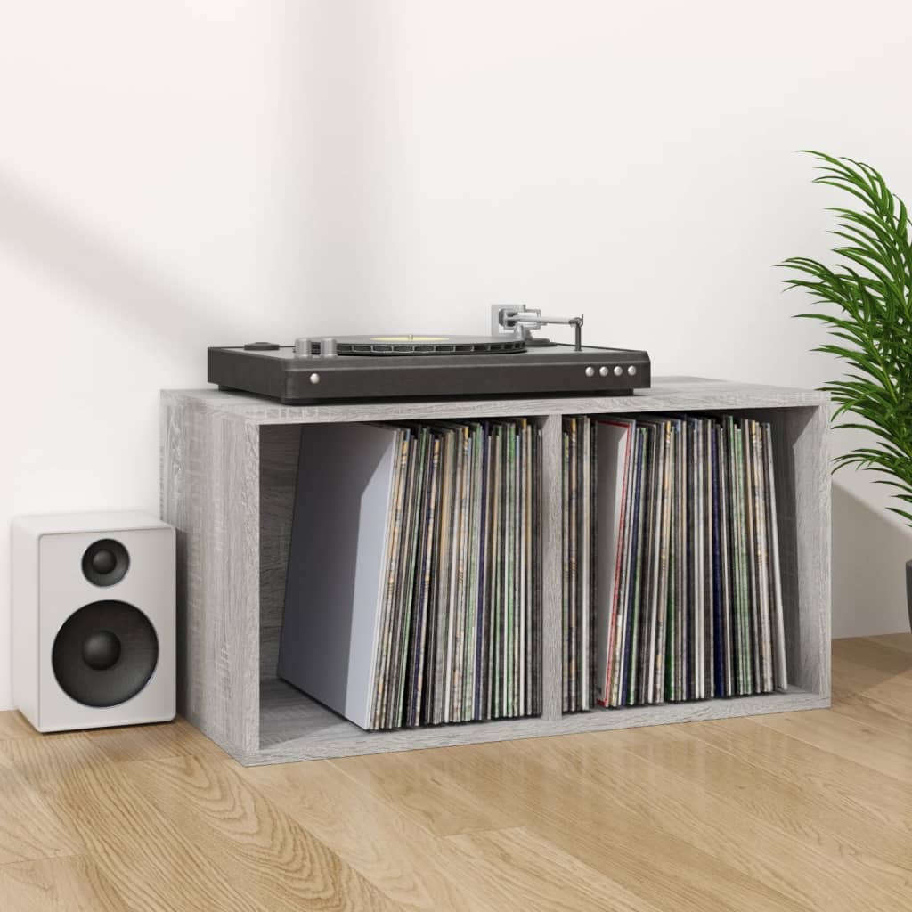 lp-reol 71x34x36 cm konstrueret træ grå sonoma-eg