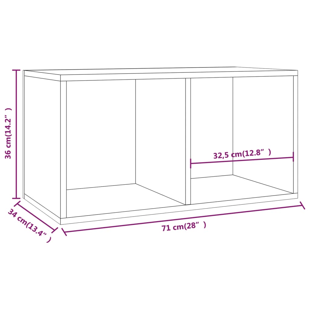 lp-reol 71x34x36 cm konstrueret træ grå sonoma-eg
