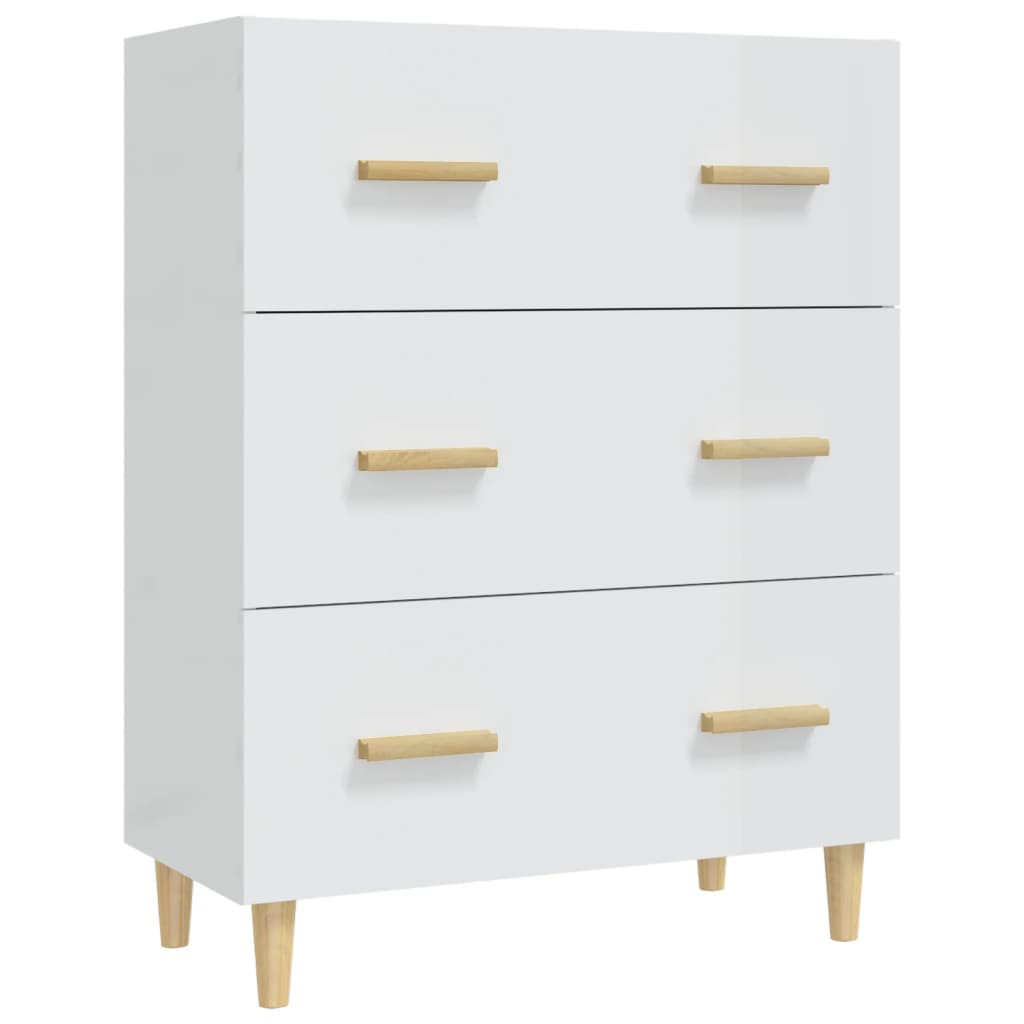 skænk 70x34x90 cm konstrueret træ hvid højglans