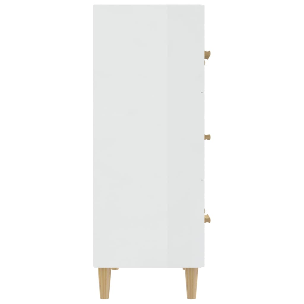 skænk 70x34x90 cm konstrueret træ hvid højglans