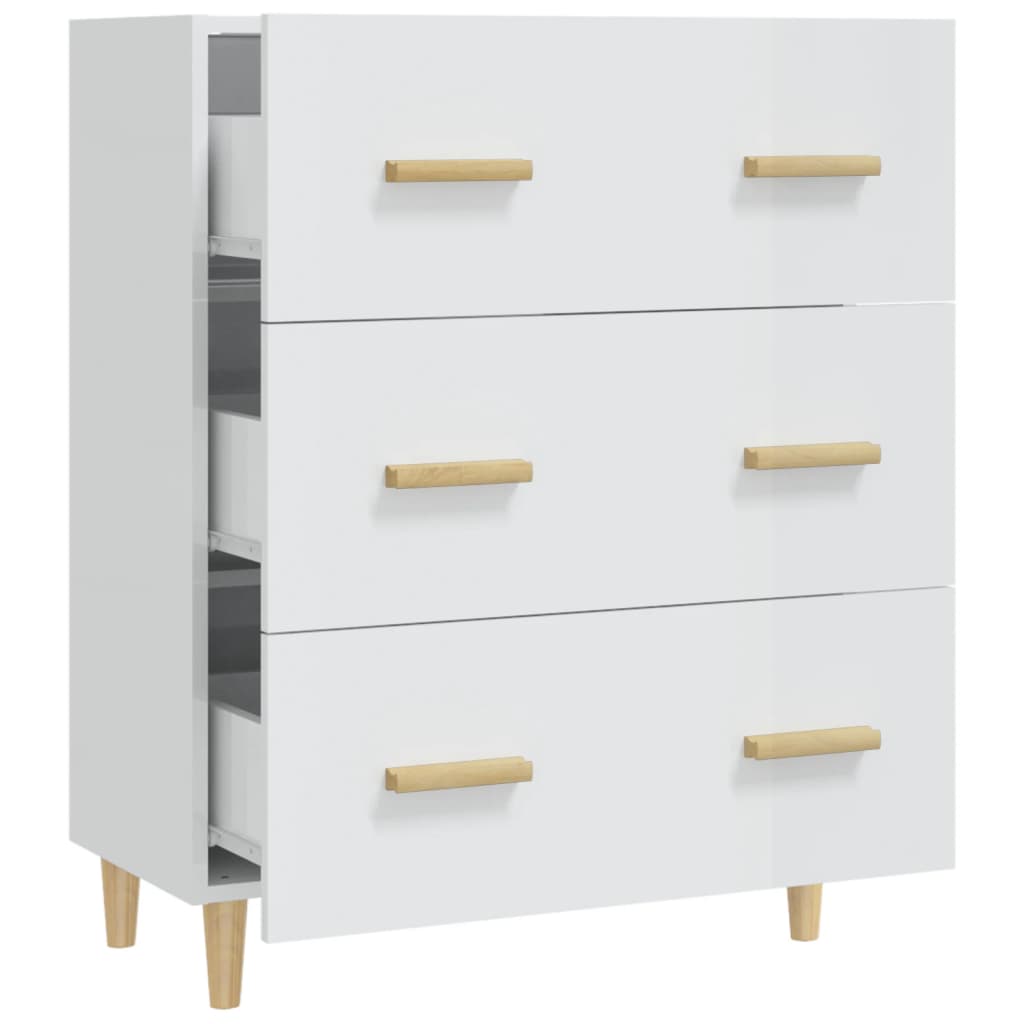 skænk 70x34x90 cm konstrueret træ hvid højglans