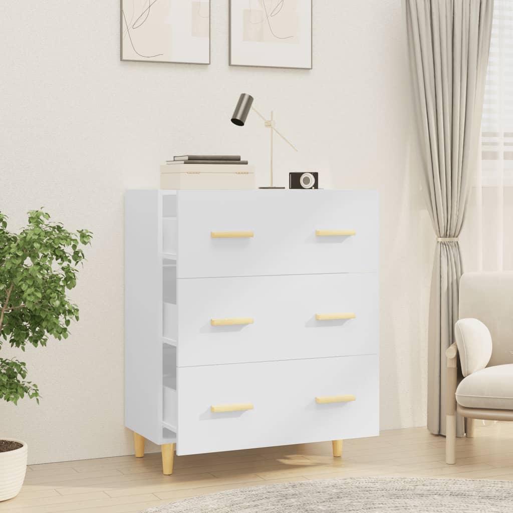 skænk 70x34x90 cm konstrueret træ hvid højglans